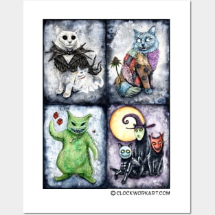 Nightmeow Before Hiss-tmas Halloween Cat Posters and Art